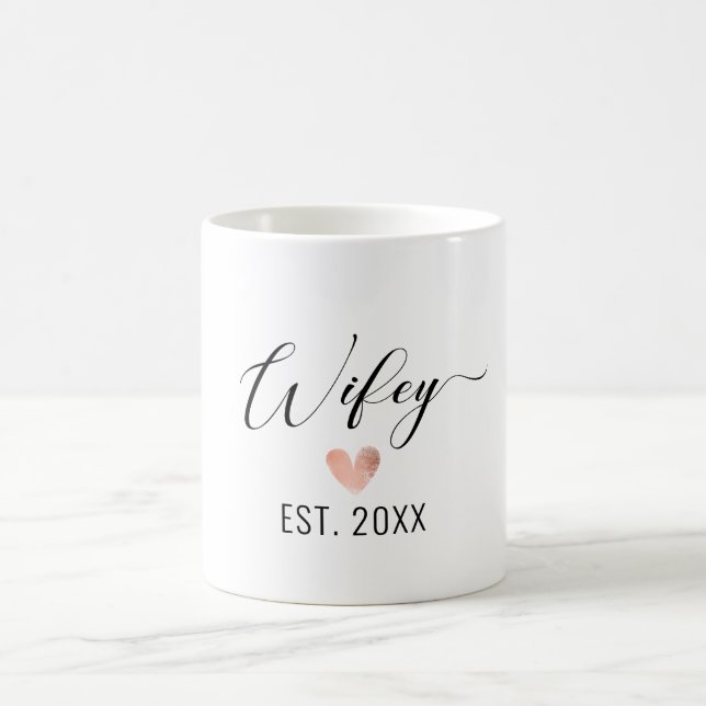 Minimalist Wifey gold foil heart Coffee Mug (Center)