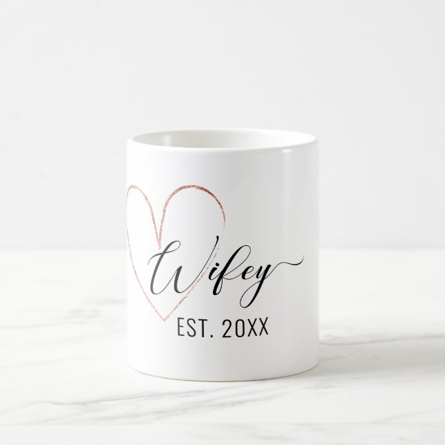 Minimalist Wifey gold foil heart Coffee Mug (Center)