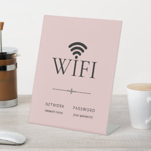 Minimalist Wifi Network Password Sign Light Pink