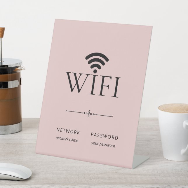 Minimalist Wifi Network Password Sign Light Pink (In SItu)