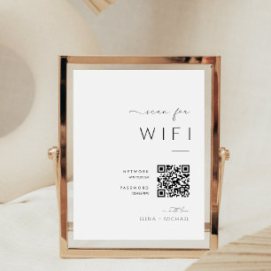 Minimalist WiFi Password Qr Code Wedding Sign