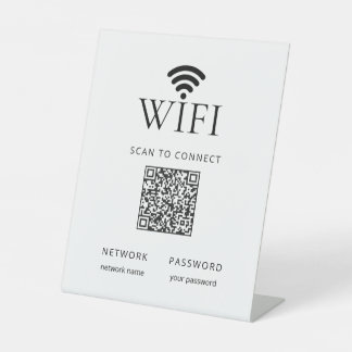 Minimalist WiFi Password Sign QR Code Black White