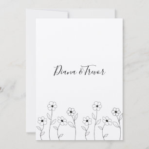 Minimalist Wild Flowers Wedding Monogram Design Invitation