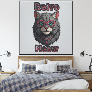 Minimalist Wild Grey Cat Anime Illustration Canvas Print