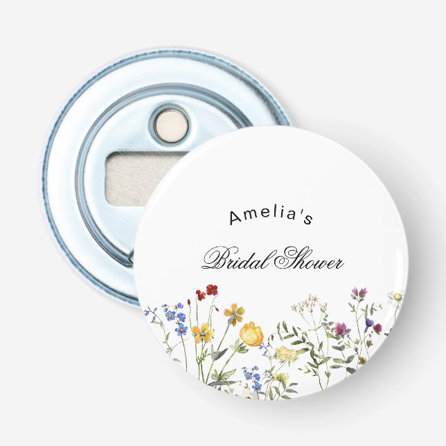 Minimalist Wildflower Bridal Shower Bottle Opener (Front)