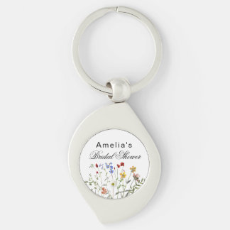 Minimalist Wildflower Bridal Shower Key Ring