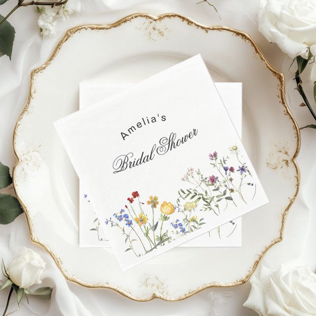 Minimalist Wildflower Bridal Shower Napkin (Creator Uploaded)