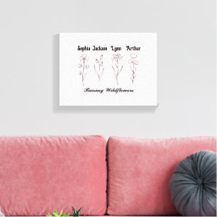 Minimalist Wildflower Custom Kids Name Keepsake Canvas Print