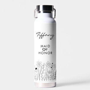 Minimalist Wildflower Cute Maid of Honour  Water Bottle