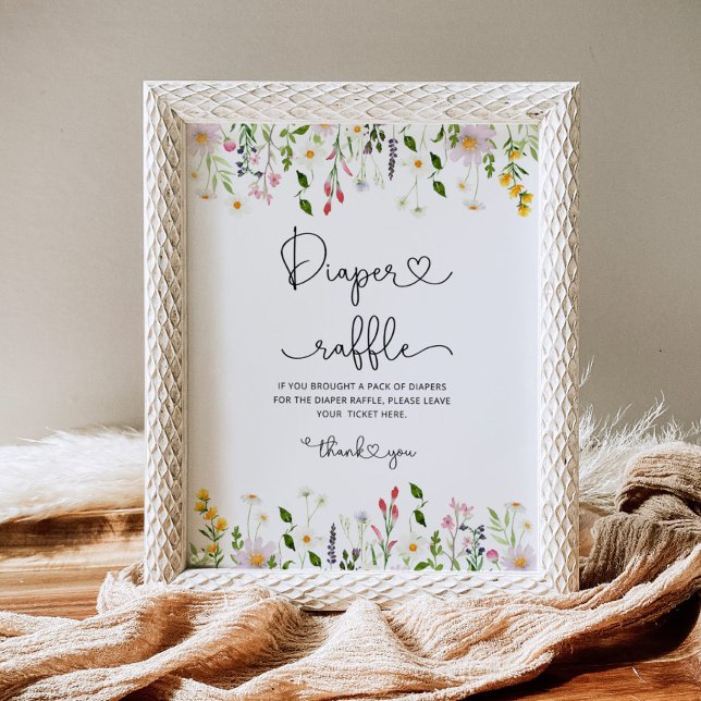 Minimalist wildflower diaper raffle baby shower poster (Creator Uploaded)