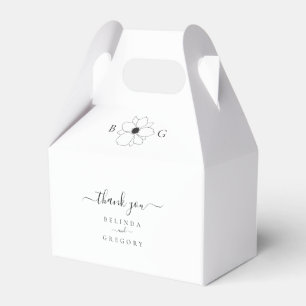 Minimalist Wildflower Hand-Drawn Monogram Wedding Favour Box