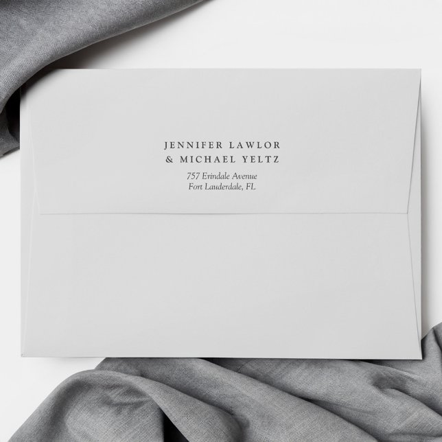 Minimalist Wildflower Light Grey Wedding Envelope (Creator Uploaded)