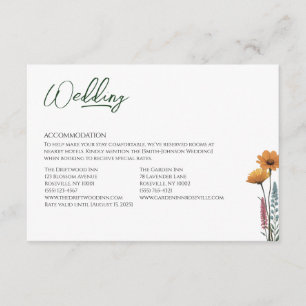 Minimalist Wildflower Micro Wedding Accommodation Enclosure Card