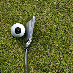Minimalist wildflower monogram N black Golf Balls
