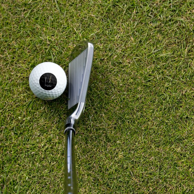 Minimalist wildflower monogram N black Golf Balls (Creator Uploaded)