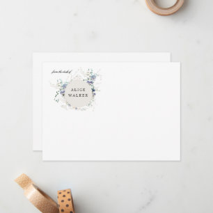 Minimalist Wildflower Monogram Stationery Card