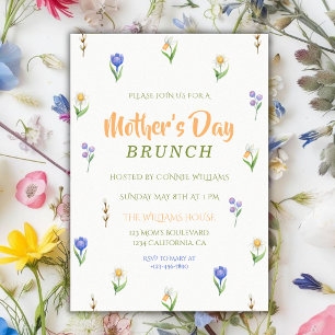 Minimalist wildflower Mother’s Day Brunch Invitation