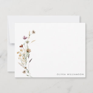 Minimalist Wildflower Personalised Name Stationery Card
