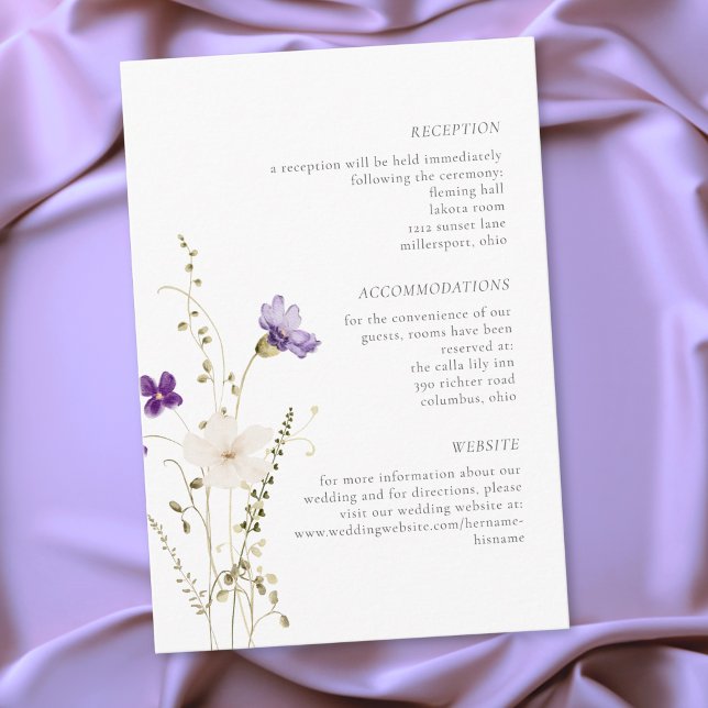 Minimalist Wildflower Romantic Botanical Wedding Enclosure Card (Minimalist Wildflower Romantic Botanical Wedding Enclosure Card)