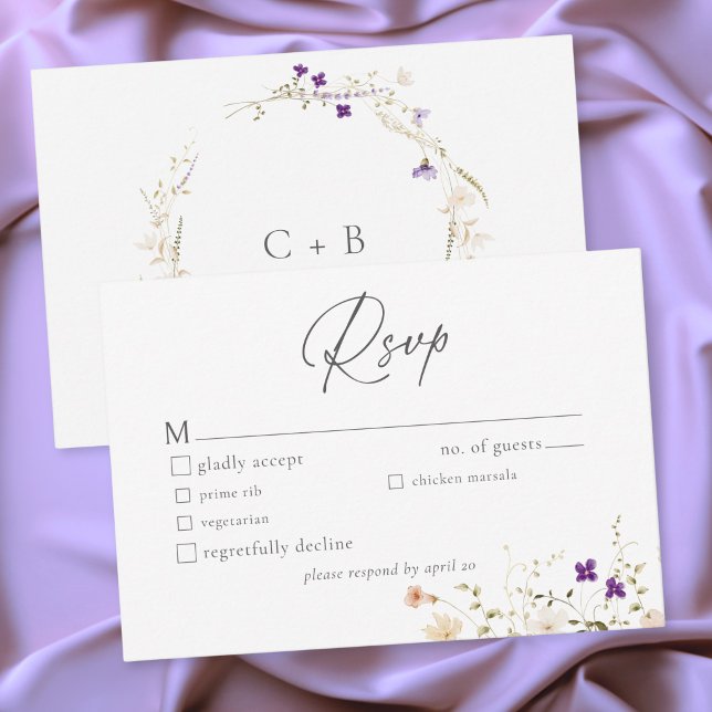 Minimalist Wildflower Romantic Botanical Wedding RSVP Card (Minimalist Wildflower Romantic Botanical Wedding RSVP Card)