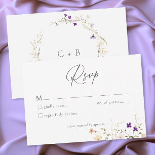 Minimalist Wildflower Romantic Botanical Wedding RSVP Card