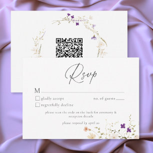 Minimalist Wildflower Romantic Botanical Wedding RSVP Card