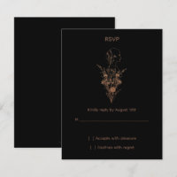 Minimalist Wildflower Rose Gold RSVP Card