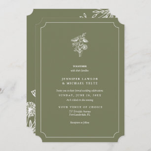 Minimalist Wildflower Sage Wedding Invitation