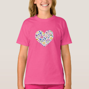 Minimalist Wildflower Seamless Pattern on White  T-Shirt