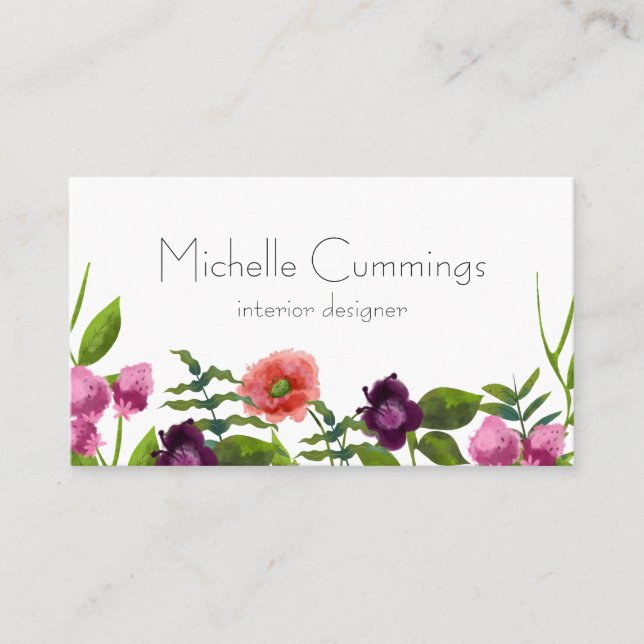 Minimalist wildflower simple small business card (Front)