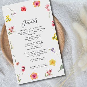 Minimalist wildflower- spring botanical wedding  enclosure card