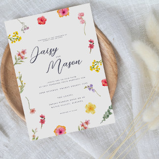 Minimalist Wildflower Spring Botanical  Wedding  Invitation