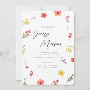 Minimalist Wildflower Spring Botanical Wedding QR Invitation