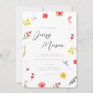 Minimalist Wildflower Spring Botanical Wedding QR  Invitation
