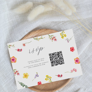 Minimalist Wildflower-  Spring Botanical wedding RSVP Card