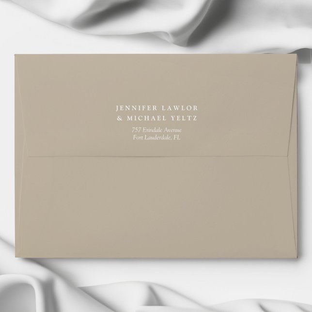 Minimalist Wildflower Taupe Wedding Envelope (Creator Uploaded)