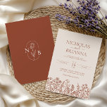 Minimalist Wildflower Terracotta Wedding Monogram Invitation<br><div class="desc">Minimalist Wildflower Terracotta Wedding Monogram Invitation. Easily personalise by replacing each info. Make sure to check the preview before adding to cart.</div>