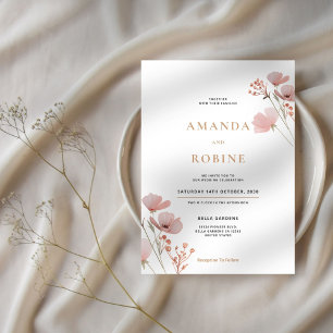 Minimalist Wildflower Wedding Invitation