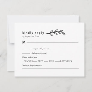 minimalist Wildflower Wreath Folk Rustic Wedding RSVP Card