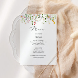 Minimalist wildflowers bridal shower menu
