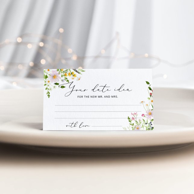 Minimalist wildflowers Date night ideas. Date jar Enclosure Card (Creator Uploaded)