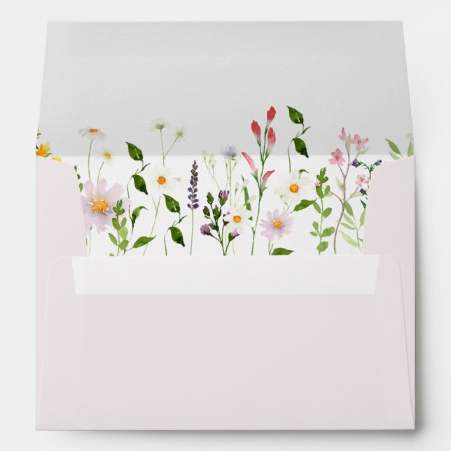 Minimalist wildflowers elegant wedding envelope (Back (Bottom))