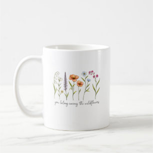 Minimalist Wildflowers Line Art - Elegant Coffee Mug