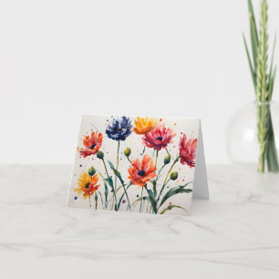 Minimalist Wildflowers Splatter Paint Thank You Card