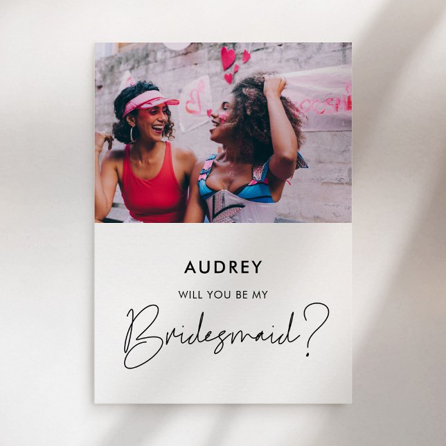Minimalist Will you be my bridesmaid photo card (Creator Uploaded)