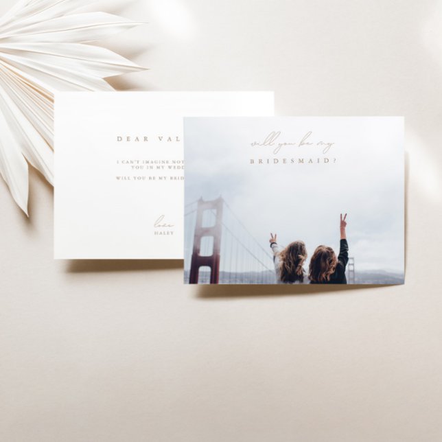 Minimalist Will You Be My Bridesmaid Script Photo Invitation (Creator Uploaded)