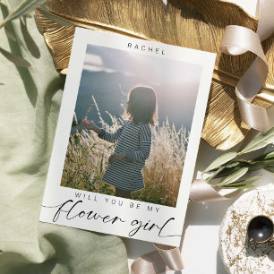 Minimalist Will you be my Flower Girl Photo Chic  Invitation