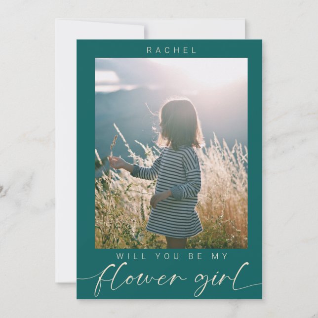 Minimalist Will you be my Flower Girl Photo Chic  Invitation (Front)