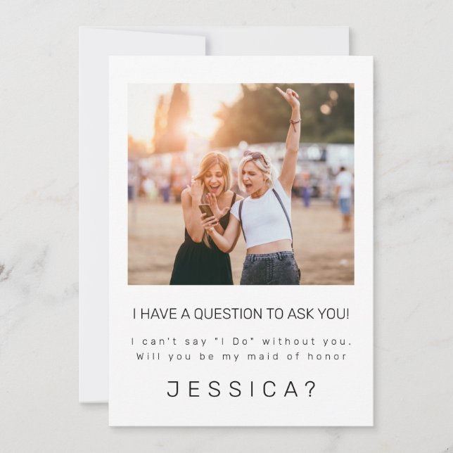 Minimalist Will You Be My Maid Of Honor Card (Front)