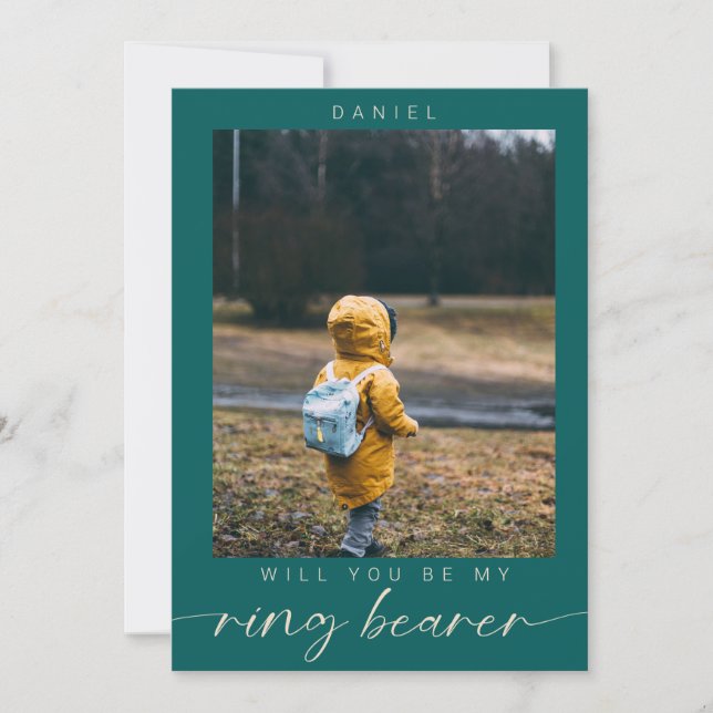 Minimalist Will you be my Ring Bearer Photo Chic Invitation (Front)